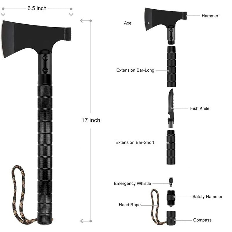 Hacha táctica plegable: Tomahawk portátil multiherramienta para acampar salvaje