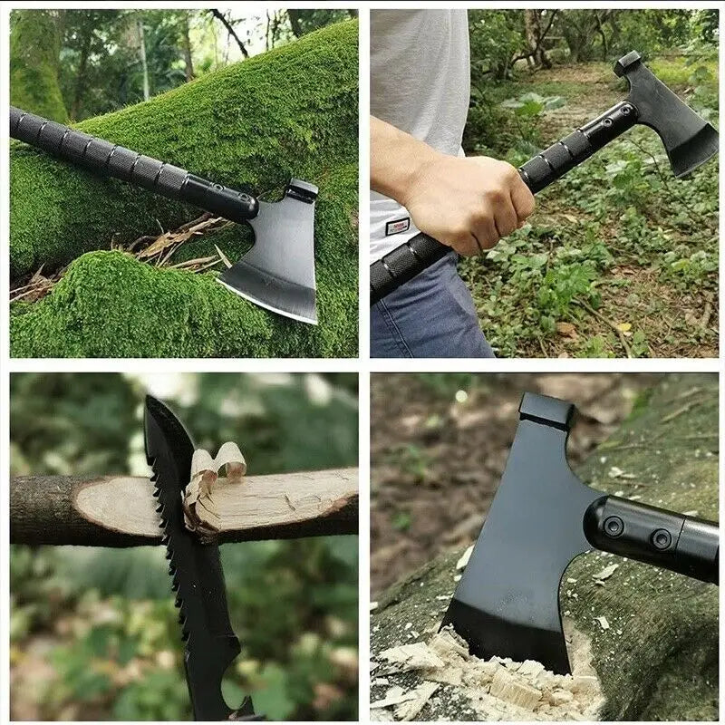 Hacha táctica plegable: Tomahawk portátil multiherramienta para acampar salvaje