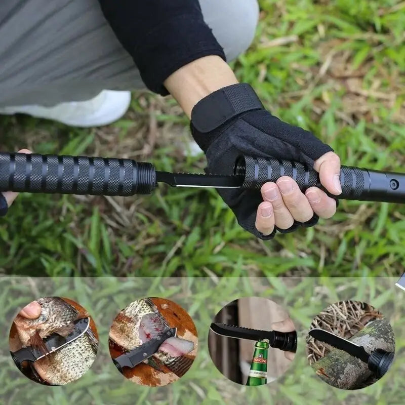 Hacha táctica plegable: Tomahawk portátil multiherramienta para acampar salvaje