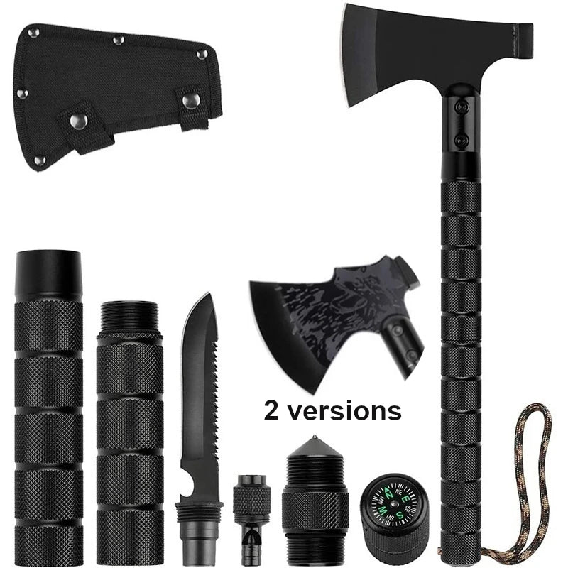 Hacha táctica plegable: Tomahawk portátil multiherramienta para acampar salvaje
