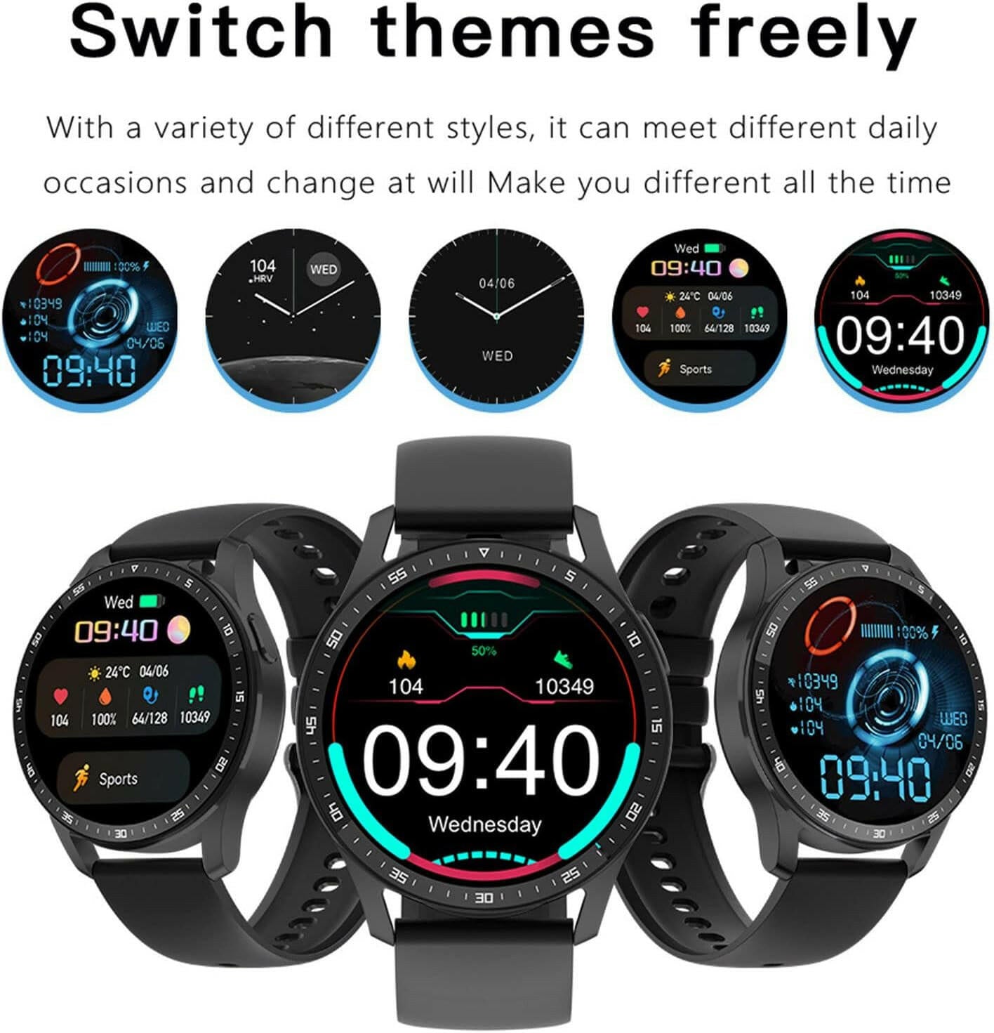 Smartwatch with Integrated 2-in-1 Earbuds.