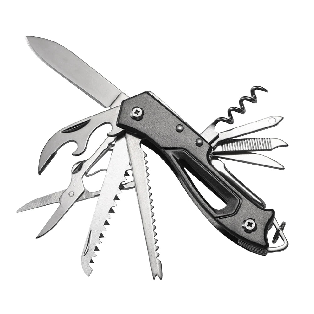 Professional Outdoor Swiss Knife: Multifunctional Camp Tool with Folding Knife, Bottle Opener, Scissors, and Saw