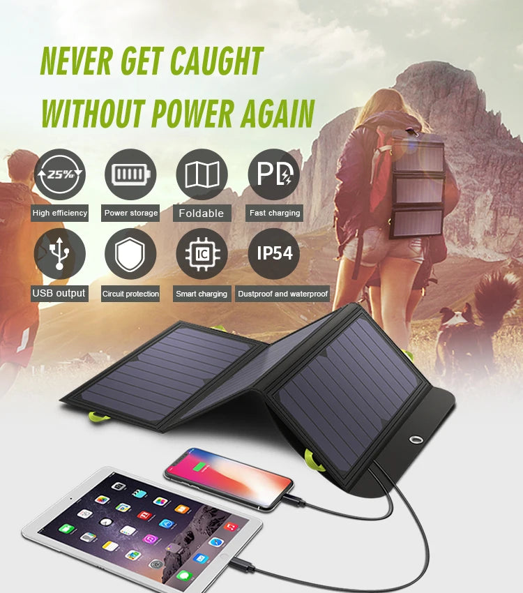 21W Solar Charger with 10000mAh Battery.