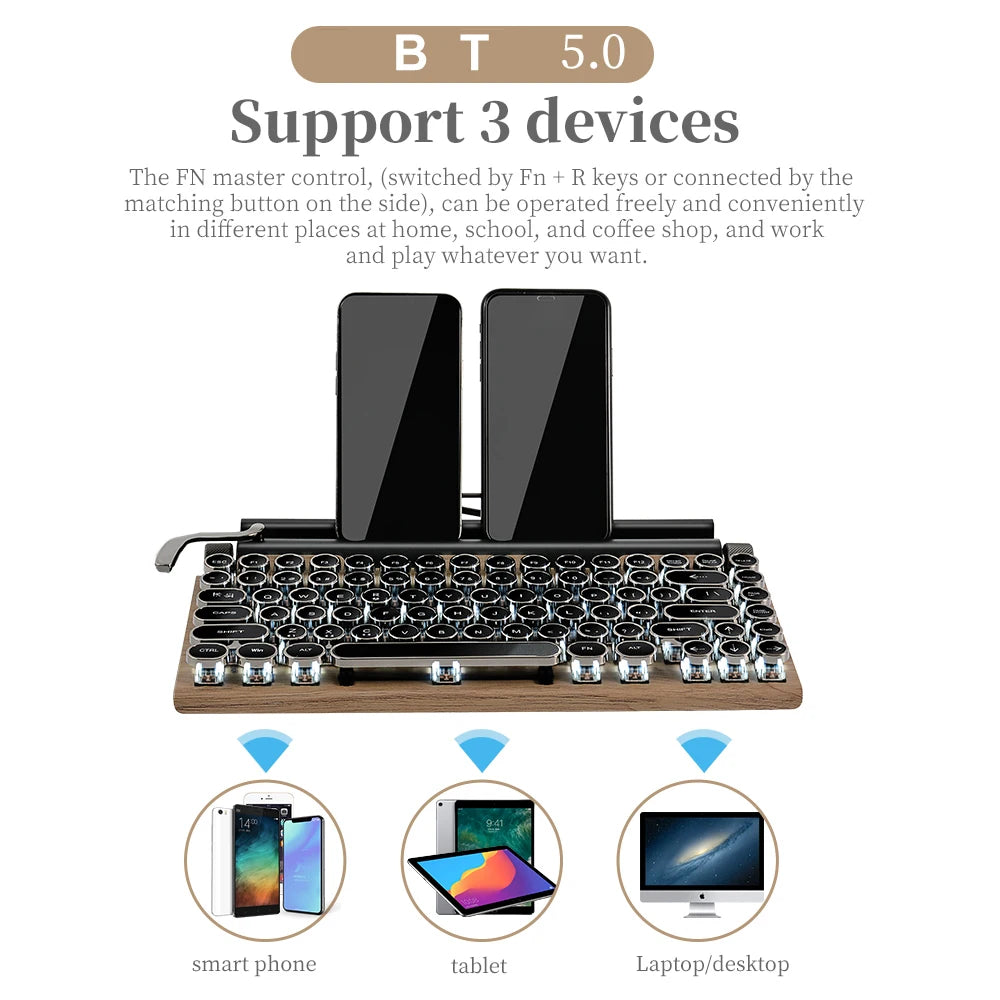 Retro Bluetooth Typewriter Keyboard