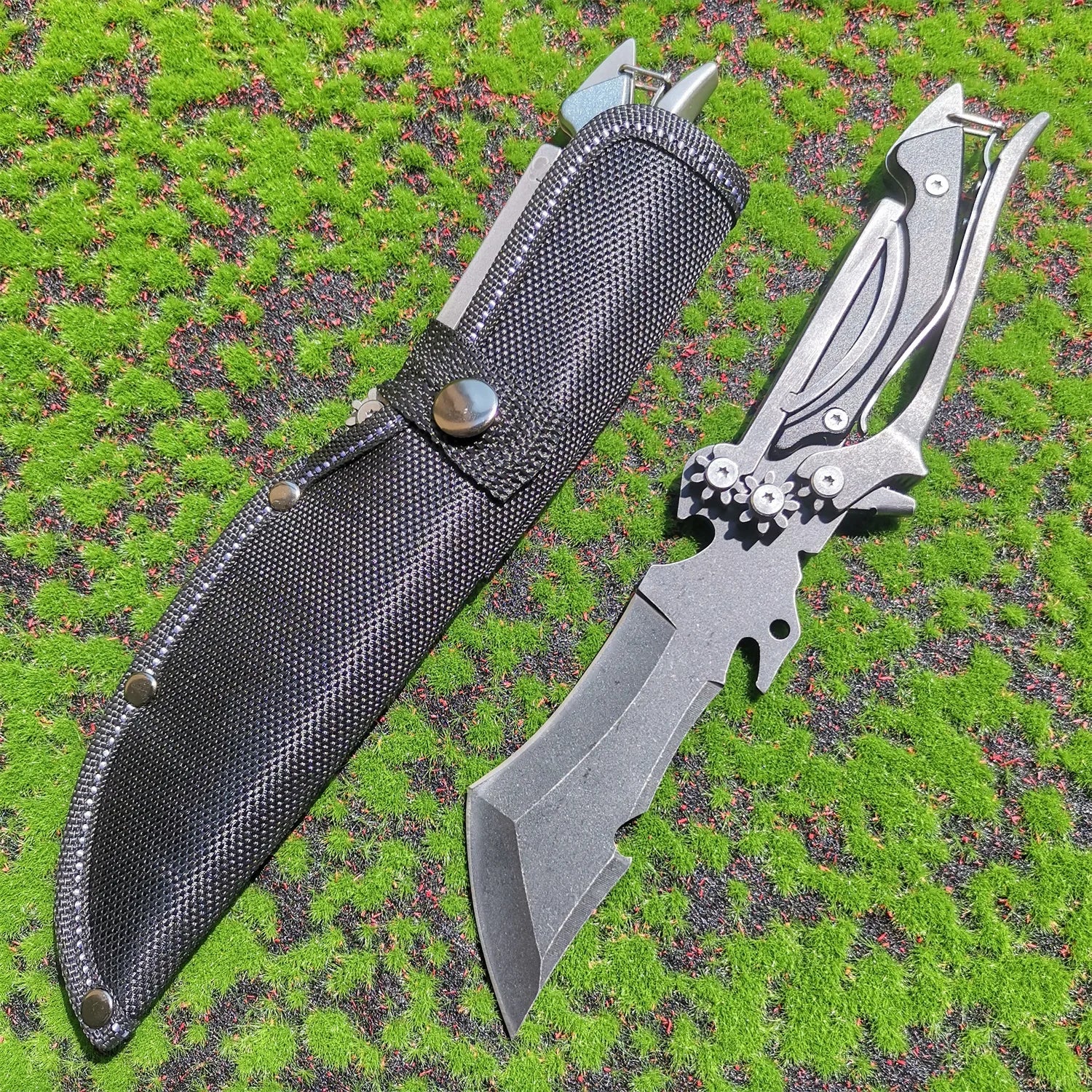 Multifunctional Fixed Blade Knife Twig Scissors Outdoor Camping Survival Practical Tools Tactical Self-defense Straight Knife