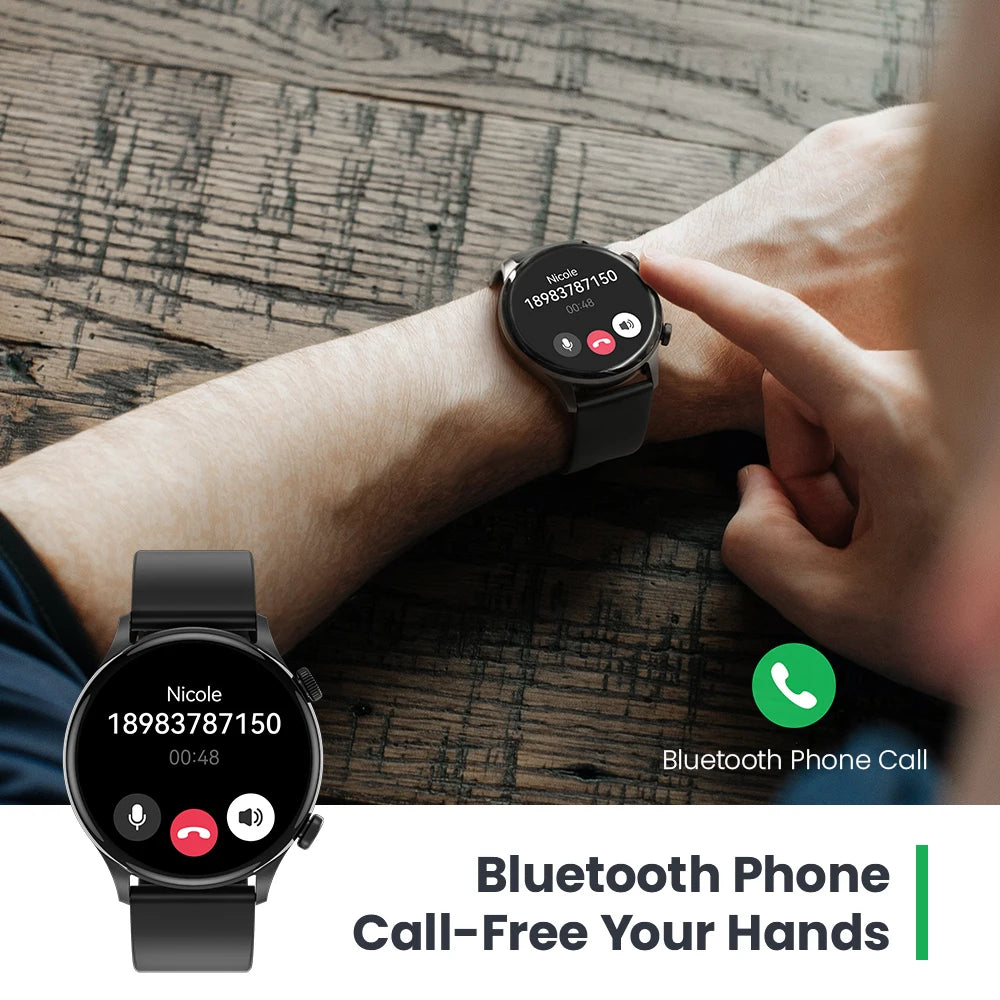 Solar Plus RT3: Bluetooth Call Smartwatch with 1.43" AMOLED, Health Tracking, IP68 Waterproof.