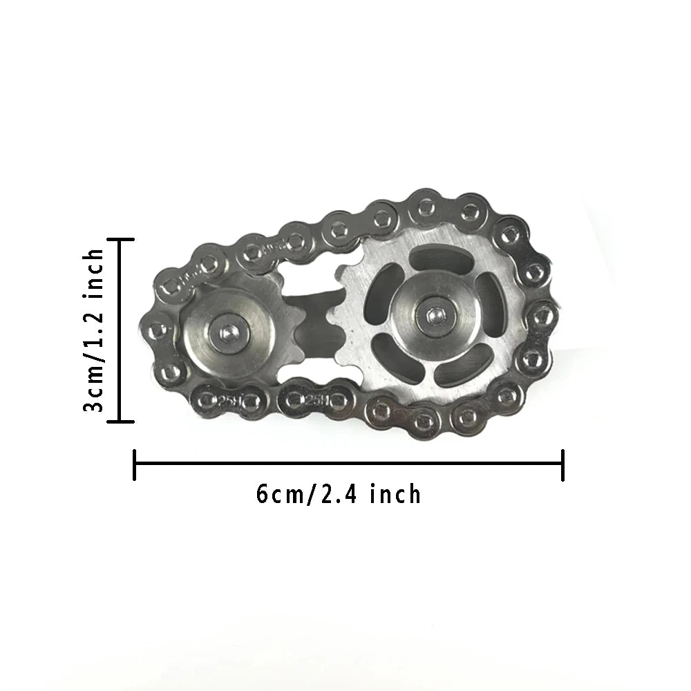 Sprockets Chains Metal Fingertip Gyro Toy silver