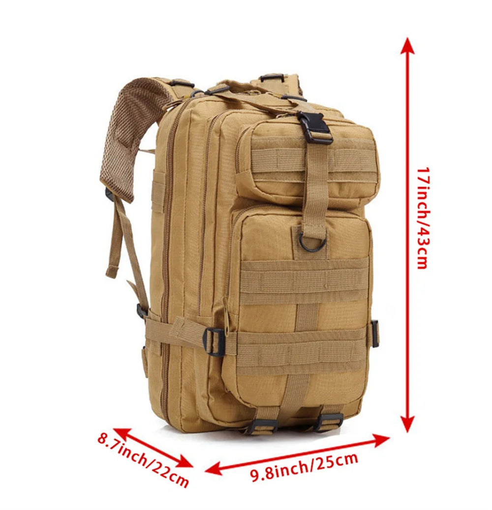 Tactical Outdoor Backpack: Durable 600D Nylon, Waterproof for Hiking, Camping & Hunting