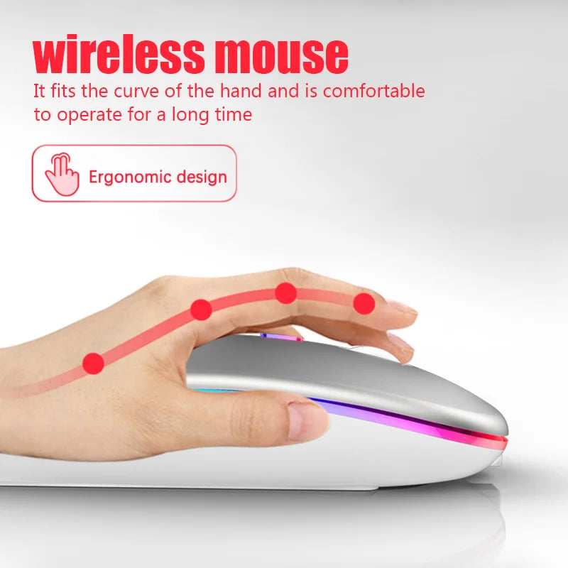 Rechargeable Bluetooth Wireless Mouse USB RGB.