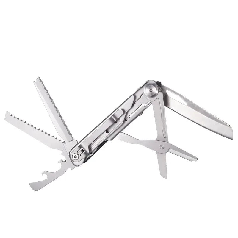 Pocket Multitool Knife 8-in-1 Stainless Steel Multitool Knife Saw Scissors Can&Bottle Opener Wire Stripper Glass Breake